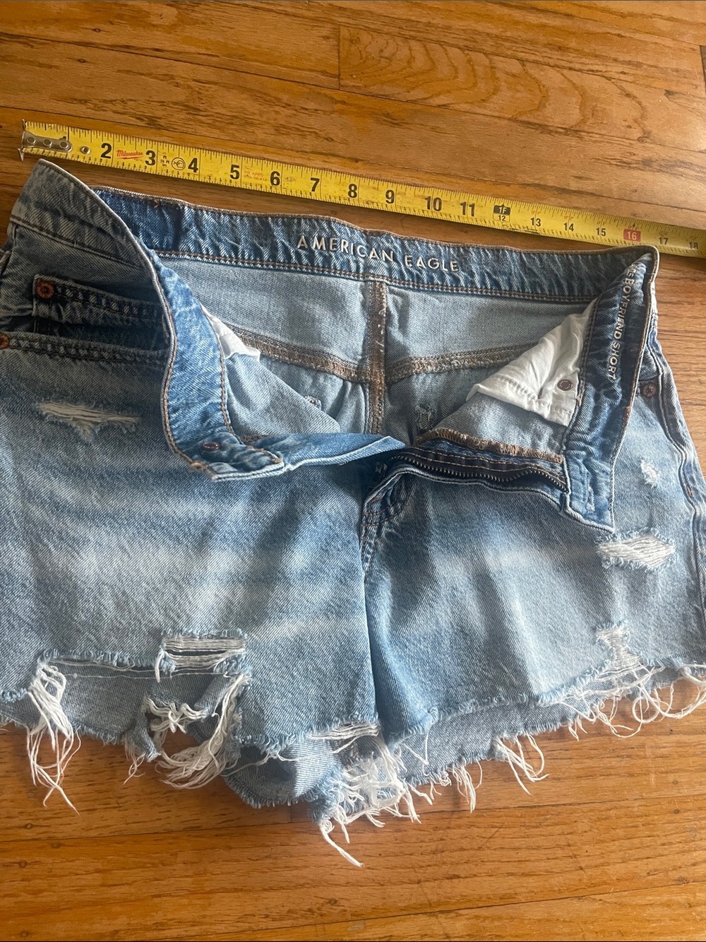 American Eagle Outfitters Light Wash Distressed Denim Cutoff Shorts